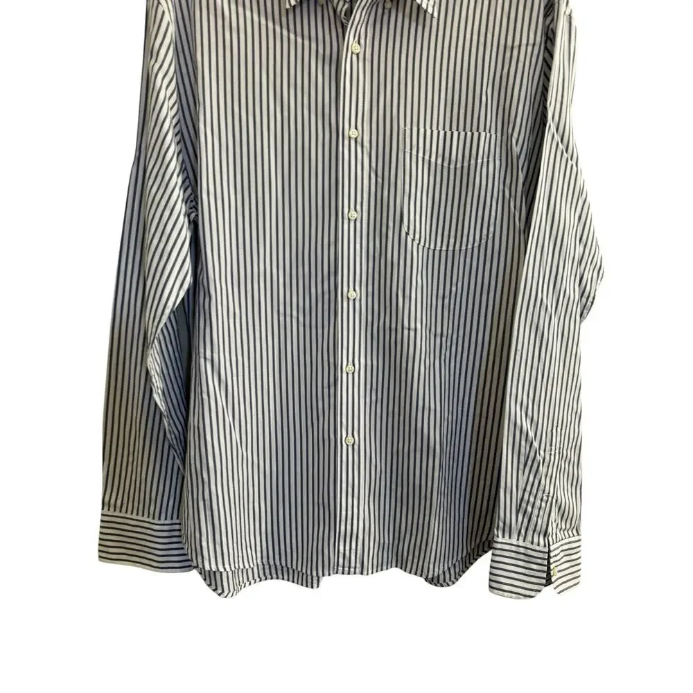 J. Crew Secret Wash Men’s Shirt White Blue Stripe XXL 100’s 2-ply Slim Fit #7188